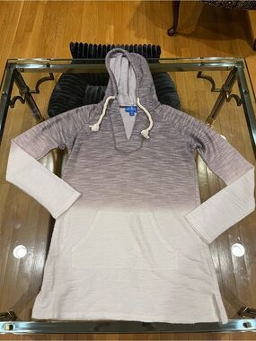Ombre Hooded Pullover Sweatshirt - Taupe to Cream